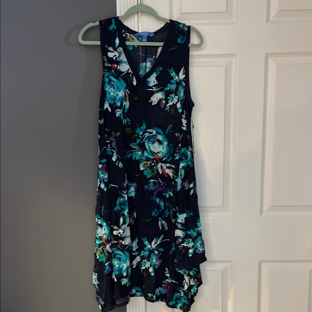 Floral Sleeveless Dress - Black and Blue
